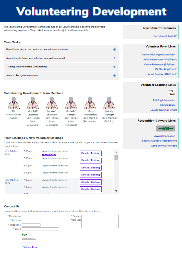 Volunteering Development Page